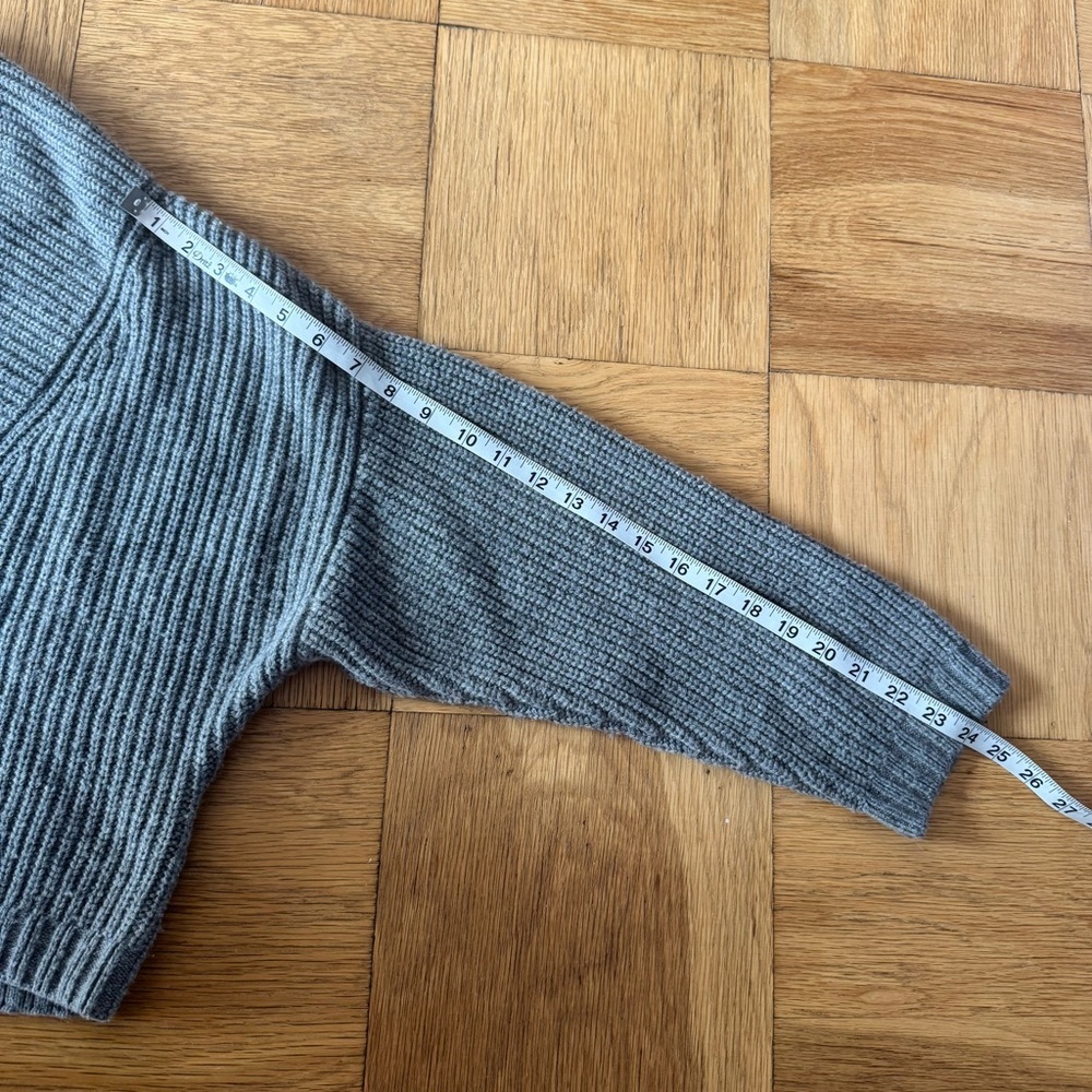 COS Grey Cropped Ribbed Shawl Collar Sweater - Picture 7 of 7